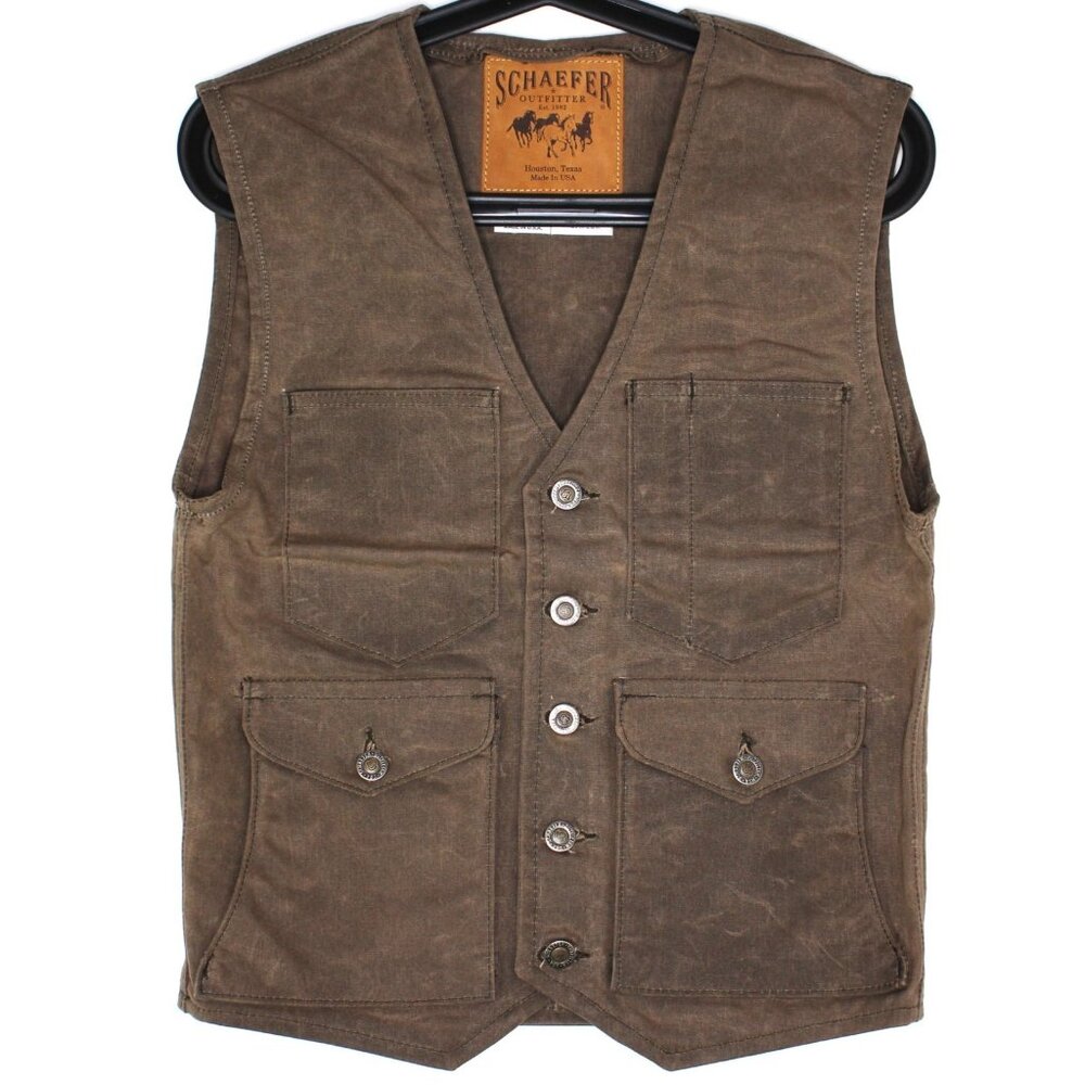 Schaefer Outfitter Mens XS RangeWax Mesquite Waxed Cotton Vest NEW O933